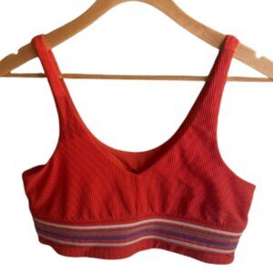Free People Movement By Free People Striped Band Red Sports Bra Size M